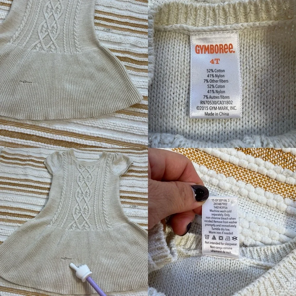 Gymboree Cream‎ Cable Knit Sweater Dress - Size 4T